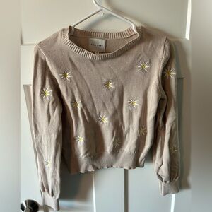 Pink Rose cropped Daisy sweater size small